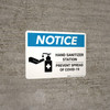 Notice: Hand Sanitizer Station COVID-19 ANSI Landscape - Wall Sign