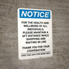Notice: For Health and Wellbeing Maintain 6FT Distance ANSI Portrait - Wall Sign