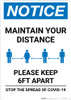 Notice: Maintain Your Distance ANSI Portrait - Wall Sign