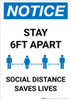 Notice: Social Distancing Saves Lives ANSI Portrait - Wall Sign Notice: Social Distancing Saves Lives ANSI Portrait - Wall Sign