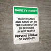 Safety First: Wash Hands Safety COVID-19 Portrait - Wall Sign Safety First: Wash Hands Safety COVID-19 Portrait - Wall Sign