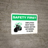 Safety First: Employees Must Wash Hands Landscape - Wall Sign