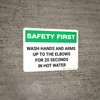 Safety First: Wash Hands Safety Landscape - Wall Sign