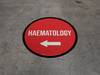 Haematology Arrow Left Circular - Floor Sign