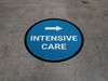 Intensive Care Right with Arrow Circular - Floor Sign Intensive Care Right with Arrow Circular - Floor Sign