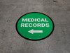 Medical Records Left with Arrow Circular - Floor Sign