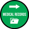 Medical Records Right Arrow with Icon Circular - Floor Sign