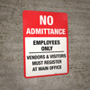 No Admittance: Employees Only - Wall Sign No Admittance: Employees Only - Wall Sign