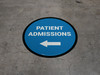 Patient Admissions Left with Arrow Circular - Floor Sign
