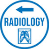 Radiology Left Arrow with Icon Circular - Floor Sign Radiology Left Arrow with Icon Circular - Floor Sign