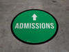 Admissions Ahead with Arrow Circular - Floor Sign