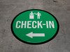 Check-In Left Arrow with Icon Circular - Floor Sign
