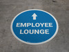 Employee Lounge Ahead with Arrow Circular - Floor Sign