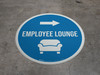 Employee Lounge Right Arrow with Icon Circular - Floor Sign