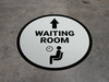 Waiting Room Straight Ahead Arrow with Icon Circular - Floor Sign