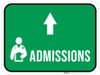 Admissions Straight Ahead Arrow with Icon Rectangular - Floor Sign