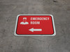 Emergency Room Left Arrow with Icon Rectangular - Floor Sign