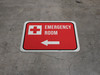 Emergency Room Left with Icon Rectangular - Floor Sign Emergency Room Left with Icon Rectangular - Floor Sign