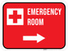 Emergency Room Right Arrow with Icon Rectangular - Floor Sign