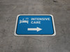 Intensive Care Right Arrow with Icon Rectangular - Floor Sign