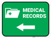 Medical Records Left Arrow with Icon Rectangular - Floor Sign Medical Records Left Arrow with Icon Rectangular - Floor Sign