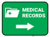 Medical Records Right Arrow with Icon Rectangular - Floor Sign