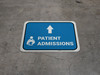 Patient Admissions Straight Ahead Arrow with Icon Rectangular - Floor Sign
