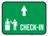 Check-In Straight Ahead Arrow with Icon Rectangular - Floor Sign Check-In Straight Ahead Arrow with Icon Rectangular - Floor Sign