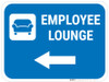 Employee Lounge Left Arrow with Icon Rectangular - Floor Sign