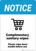 Notice: Sanitary Wipes Please Wipe Cart Handle Before Uses - Wall Sign
