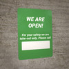 We Are Open For Your Safety We Are Takeout Only - Wall Sign