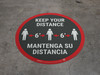 Keep Your Distance-Red/Black - Bilingual Spanish - Floor Sign Keep Your Distance-Red/Black - Bilingual Spanish - Floor Sign