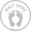 Wait Here with Feet Icon (Gray) - Floor Sign Wait Here with Feet Icon (Gray) - Floor Sign