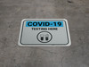 COVID-19 Testing Here with Icon - Gray - Floor Sign