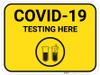 COVID-19 Testing Here with Icon - Yellow - Floor Sign COVID-19 Testing Here with Icon - Yellow - Floor Sign