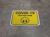 COVID-19 Testing Here with Icon - Yellow - Floor Sign COVID-19 Testing Here with Icon - Yellow - Floor Sign