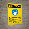 Caution: Masks Required Beyond This Point Stop Coronavirus with Icon Portrait - Wall Sign