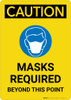 Caution: Masks Required Beyond This Point with Icon Portrait - Wall Sign Caution: Masks Required Beyond This Point with Icon Portrait - Wall Sign