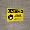 Caution: Please Wear Masks COVID-19 with Icon Landscape - Wall Sign