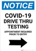 Notice: COVID-19 Drive Thru Testing Right Arrow Portrait - Wall Sign Notice: COVID-19 Drive Thru Testing Right Arrow Portrait - Wall Sign