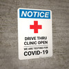 Notice: Drive Thru Clinic Open with Icon Portrait - Wall Sign Notice: Drive Thru Clinic Open with Icon Portrait - Wall Sign