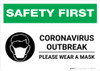 Safety First: Coronavirus Outbreak - Please Wear a Mask with Icon Landscape - Wall Sign