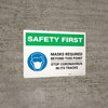 Safety First: Mask Required Beyond This Point Stop Coronavirus with Icon Landscape - Wall Sign