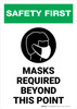 Safety First: Masks Required Beyond This Point with Icon Portrait - Wall Sign