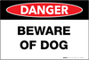 Beware of Dog - Wall Sign Beware of Dog - Wall Sign