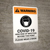 Warning: COVID-19 High Risk Of Infection Please Wear Mask with Icon Portrait - Wall Sign Warning: COVID-19 High Risk Of Infection Please Wear Mask with Icon Portrait - Wall Sign
