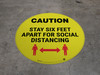 Caution - Stay Six Feet Apart - Yellow - Floor Sign