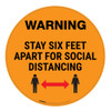 Warning - Stay Six Feet Apart - Orange - Floor Sign