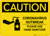 Caution: Coronavirus Outbreak - Please Use Hand Sanitizer with Icon Landscape - Wall Sign Caution: Coronavirus Outbreak - Please Use Hand Sanitizer with Icon Landscape - Wall Sign