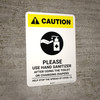 Caution: Please Use Hand Sanitizer - After Using Toilet with Icon Portrait - Wall Sign Caution: Please Use Hand Sanitizer - After Using Toilet with Icon Portrait - Wall Sign